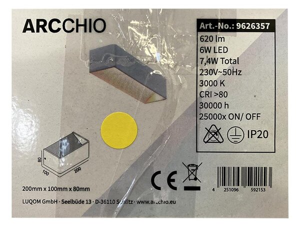 Arcchio - Φωτιστικό τοίχου LED KARAM LED/6W/230V