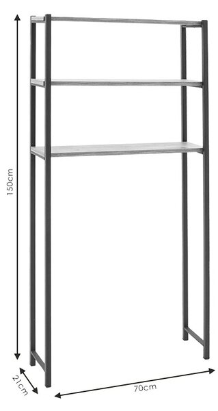 Ραφιέρα μπάνιου Alessandro pakoworld λευκό-μαύρο 70x21x150εκ