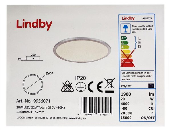 Lindby - Φωτιστικό οροφής LED LEONTA LED/20W/230V