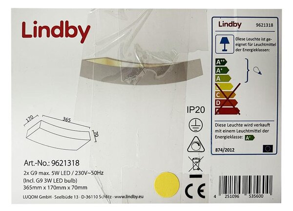 Lindby - LED Φωτιστικό τοίχου TIARA 2xG9/3W/230V