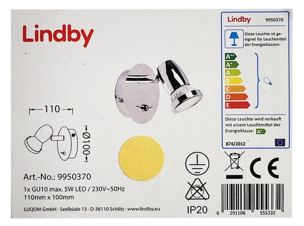 Lindby - LED Σποτ τοίχου ARMINIUS 1xGU10/5W/230V