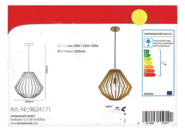 Lindby - Πολύφωτο με συρματόσχοινο SIGGIE 1xE27/60W/230V