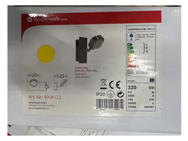 Lampenwelt - Φωτιστικό τοίχου LED PABLOS LED/4,2W/230V