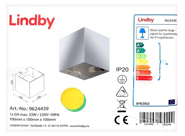 Lindby - Φωτιστικό τοίχου NEHLE 1xG9/33W/230V