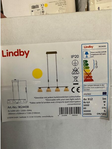 Lindby - Led Dimmable κρεμαστό φωτιστικό οροφής CERSEI 4xLED/4,8W/230V