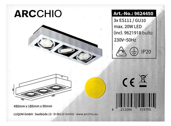 Arcchio - Φωτιστικό οροφής LED RONKA 3xGU10/11,5W/230V