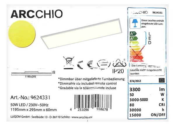 Lampenwelt - LED Dimmable φωτιστικό οροφής BLAAN LED/50W/230V + RC