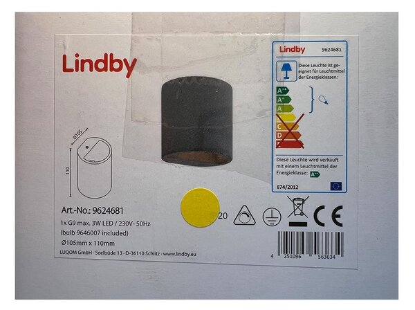 Lindby - Φωτιστικό τοίχου LED EDVIN 1xG9/3W/230V