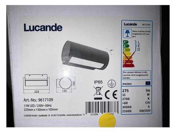 Lucande - Επιτοίχιο φωτιστικό εξωτερικού χώρου LED BOHDAN LED/11W/230V IP65