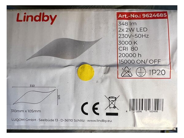 Lindby - Φωτιστικό τοίχου LED SALKA 2xLED/2W/230V