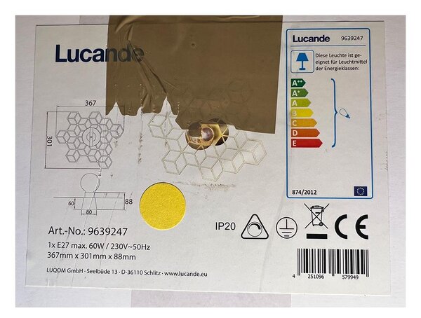 Lucande - Φωτιστικό τοίχου ALEXARU 1xE27/60W/230V