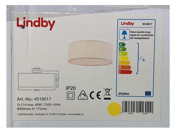 Lindby - Φωτιστικό οροφής HENRIKA 3xE14/40W/230V λευκό