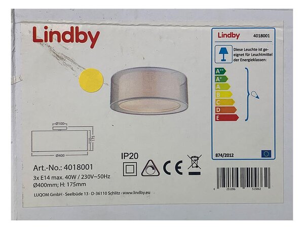 Lindby - Φωτιστικό οροφής NICA 3xE14/40W/230V