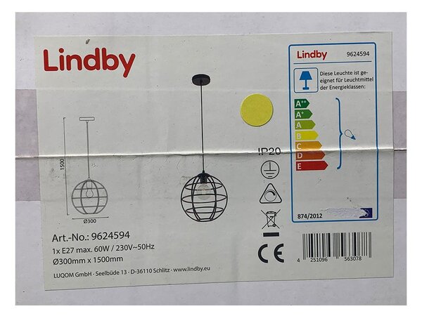 Lindby - Κρεμαστό φωτιστικό οροφής BEKIRA 1xE27/60W/230V