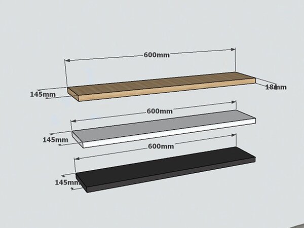 ΡΑΦΙΕΡΑ ΤΟΙΧΟΥ EDNA PAKOWORLD ΣΕΤ 3ΤΕΜ ΤΡΙΧΡΩΜΗ 60X14.5X1.8ΕΚ