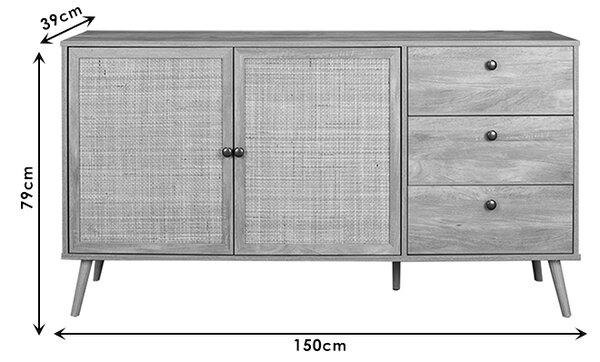 Μπουφές Oslo pakoworld μαύρο-φυσικό 150x39x79εκ