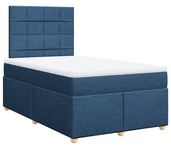 VidaXL Κρεβάτι Boxspring με Στρώμα Μπλε 120x200 εκ. Υφασμάτινο