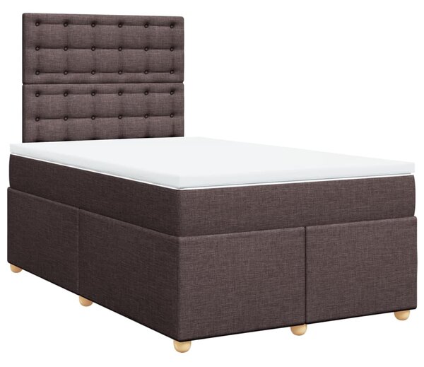 VidaXL Κρεβάτι Boxspring με Στρώμα Σκούρο Καφέ 120x200 εκ. Υφασμάτινο