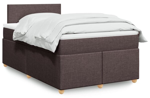 VidaXL Κρεβάτι Boxspring με Στρώμα Σκούρο Καφέ 120x200 εκ. Υφασμάτινο