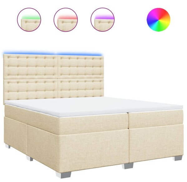 VidaXL Κρεβάτι Boxspring με Στρώμα Κρεμ 200x200 εκ. Υφασμάτινο