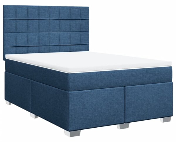 VidaXL Κρεβάτι Boxspring με Στρώμα Μπλε 160x200 εκ. Υφασμάτινο