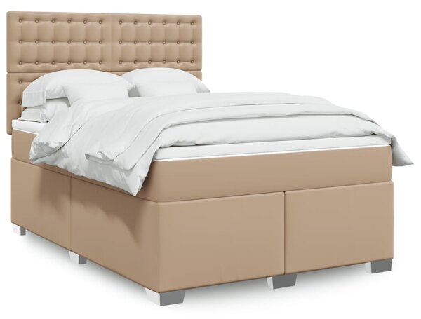 VidaXL Κρεβάτι Boxspring με Στρώμα Καπουτσίνο 160x200εκ.από Συνθ.Δέρμα