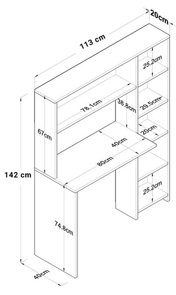 Γραφείο με βιβλιοθήκη Bookie pakoworld sonoma 113x40x142εκ