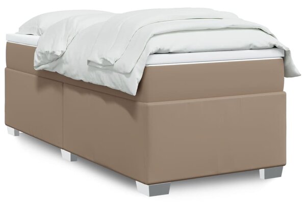 VidaXL Κρεβάτι Boxspring με Στρώμα Καπουτσίνο 90x190εκ.από Συνθ. Δέρμα