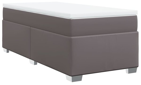 VidaXL Κρεβάτι Boxspring με Στρώμα Γκρι 100x200εκ. από Συνθετικό Δέρμα