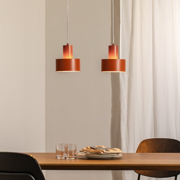 SIGMA Κρεμαστό φωτιστικό Rif 2, κεραμιδί, 2 φλόγες, γραμμικό, ατσάλι, ρυθμιζόμενος, Κόκκινο, Σαλόνι / τραπεζαρία, Μέταλλο, σύγχρονο