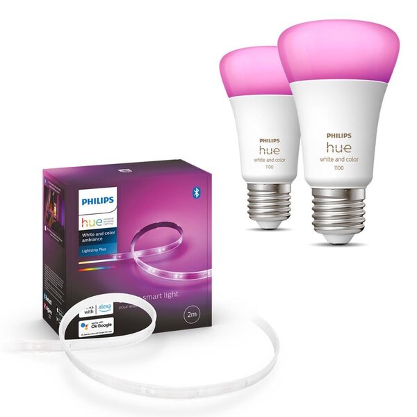 ΣΕΤ -Ταινία LED RGBW Dimmable Philips Hue 2m 20W/230V + 2x Λαμπτήρας LED E27/9W