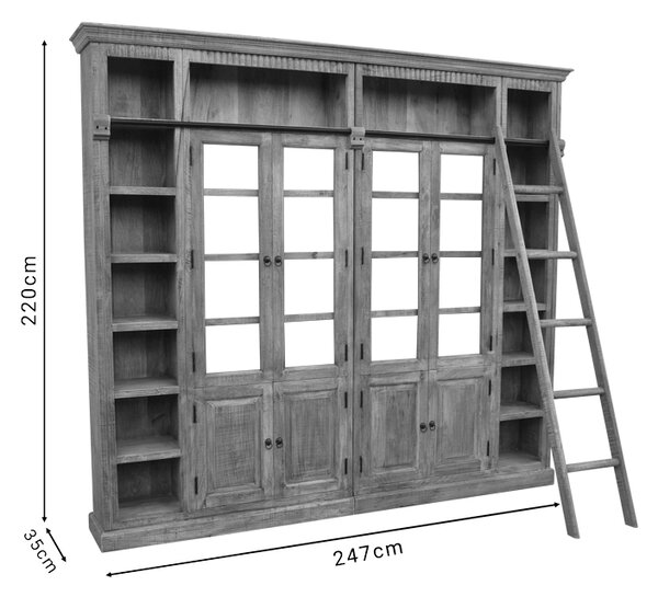 Βιβλιοθήκη Librardy Inart lime wash μασίφ mango ξύλο 247x35x220εκ