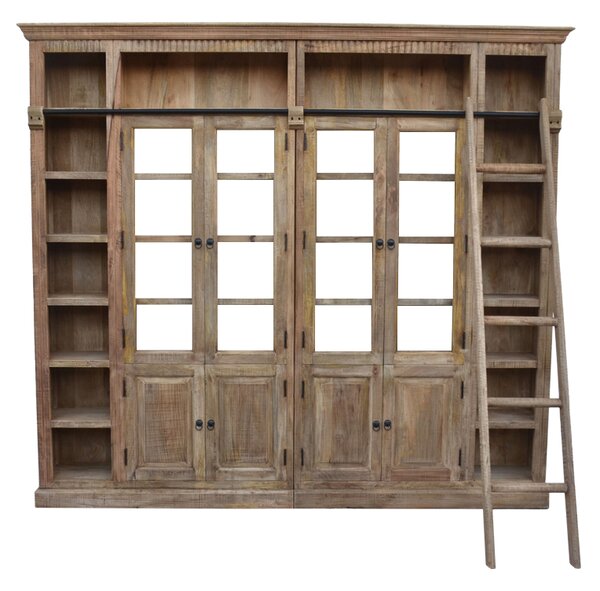 Βιβλιοθήκη Librardy Inart lime wash μασίφ mango ξύλο 247x35x220εκ