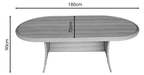 ΤΡΑΠΕΖΙ KEIR PAKOWORLD RATTAN-ΑΛΟΥΜΙΝΙΟ ΚΑΦΕ 180X90X72ΕΚ