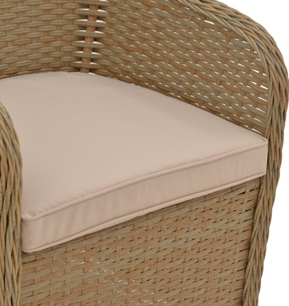 Πολυθρόνα κήπου Hadrian pakoworld rattan καφέ- textilene μπεζ 70x57x85εκ