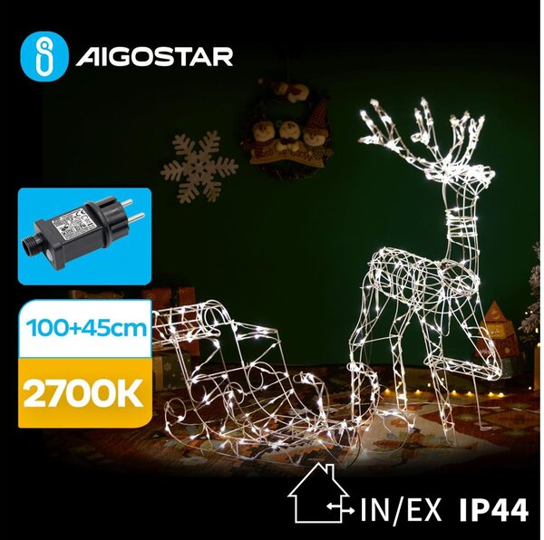 Aigostar- Διακοσμητικό LED εξωτερικού LED/3,6W/31/230V 2700K 90/45cm IP44 τάρανδος με έλκυθρο