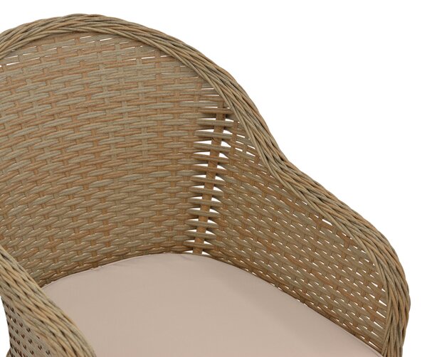 Πολυθρόνα κήπου Hadrian pakoworld rattan καφέ- textilene μπεζ 70x57x85εκ