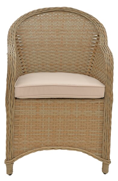 Πολυθρόνα κήπου Hadrian pakoworld rattan καφέ- textilene μπεζ 70x57x85εκ