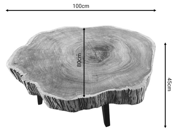 Τραπέζι σαλονιού Serhio pakoworld φυσικό μασίφ ξύλο ακακίας 100x80x45εκ