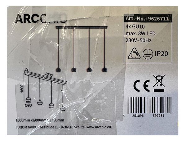 Arcchio - Κρεμαστό φωτιστικό οροφής ράγα RENKO 4xGU10/8W/230V