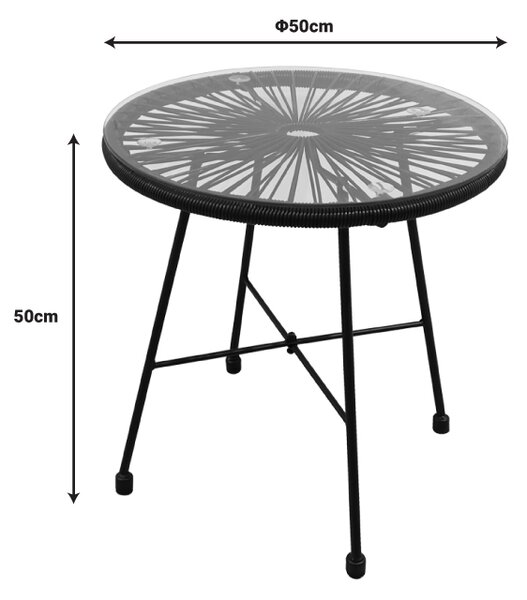 ΤΡΑΠΕΖΙ ACAPULCO PAKOWORLD ΜΑΥΡΟ ΜΕΤΑΛΛΟ - PE RATTAN ΣΕ ΦΥΣΙΚΗ ΑΠΟΧΡΩΣΗ Φ50X50ΕΚ