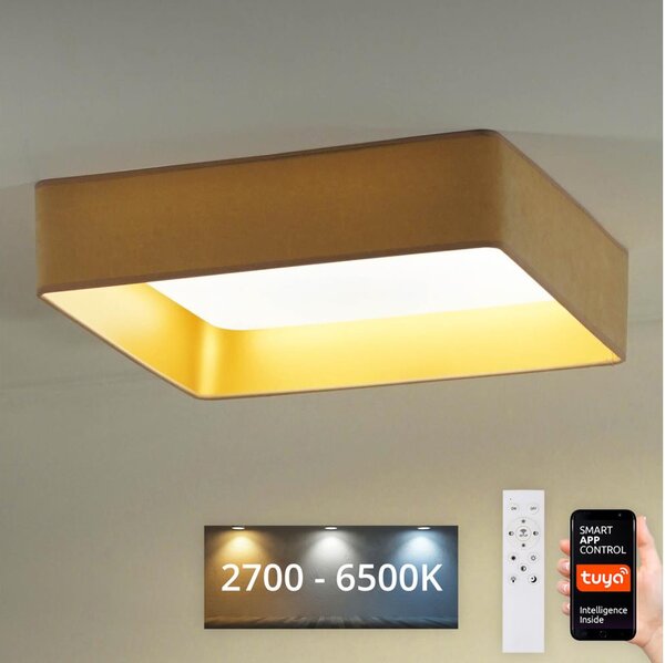 Brilagi-LED Φωτιστικό dimming VELVET SQUARE LED/36W/230V Wi-Fi Tuya+RC μπεζ