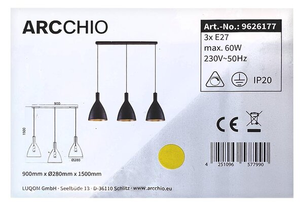 Arcchio - Κρεμαστό φωτιστικό οροφής ράγα ARTHURIA 3xE27/60W/230V