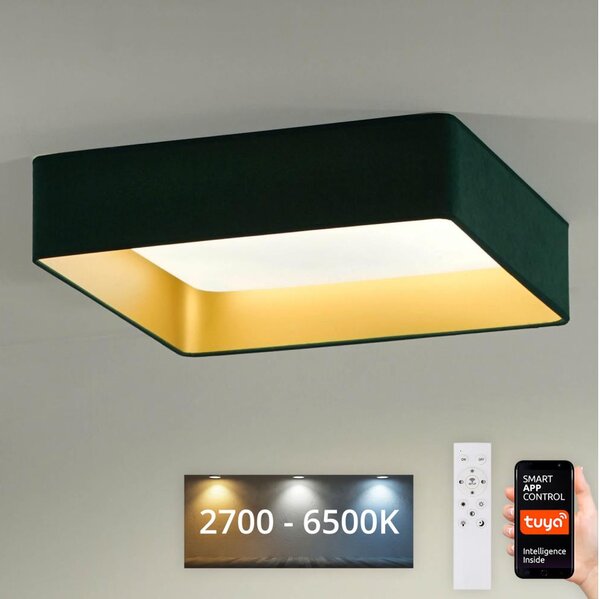 Brilagi-LED Φωτιστικό dimming VELVET SQUARE LED/36W/230V Wi-Fi Tuya+RC πράσινο