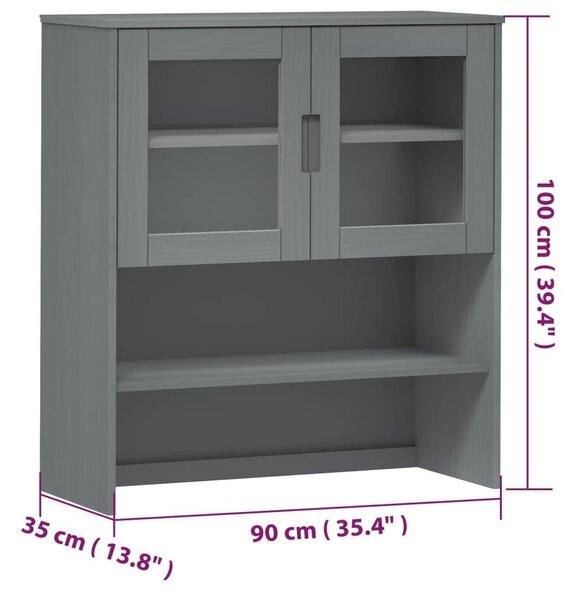 Πάνω Μέρος Ντουλαπιού MOLDE Γκρι 90x35x100 εκ. Μασίφ Πεύκο - Γκρι