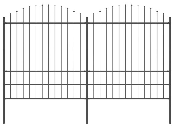 VidaXL Κάγκελα Περίφραξης με Λόγχες Μαύρα (1,75-2) x 3,4 μ. Ατσάλινα