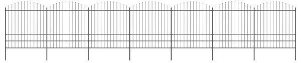 VidaXL Κάγκελα Περίφραξης με Λόγχες Μαύρα (1,75-2) x 11,9 μ. Ατσάλινα