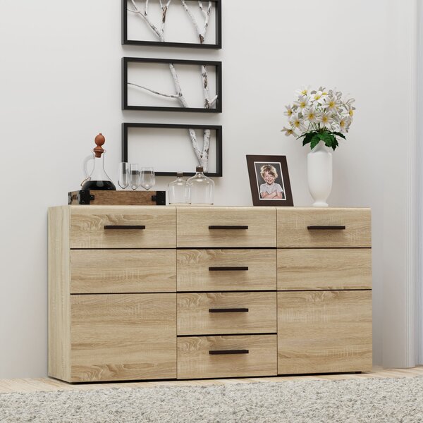 ΜΠΟΥΦΕΣ SOLO 150X41X82CM SONOMA ΜΕ WENGE ΚΑΙ MDF ΚΑΜΠΥΛΩΤΟ ΤΕΛΕΙΩΜΑ ΣΤΙΣ ΠΟΡΤΕΣ