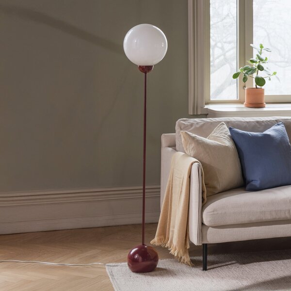 Globen Lighting Lighting: Λάμπα δαπέδου Ripley, μπορντό γυαλί, 144 εκ., Λευκό, Σαλόνι / τραπεζαρία, Γυαλί, σχεδιασμός