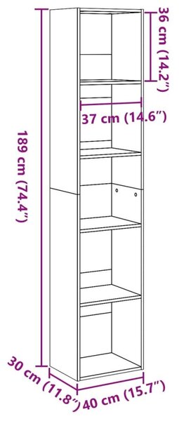 Βιβλιοθήκη Αρτισιανή Δρυς 40x30x189 εκ. από Επεξεργασμένο Ξύλο - Καφέ